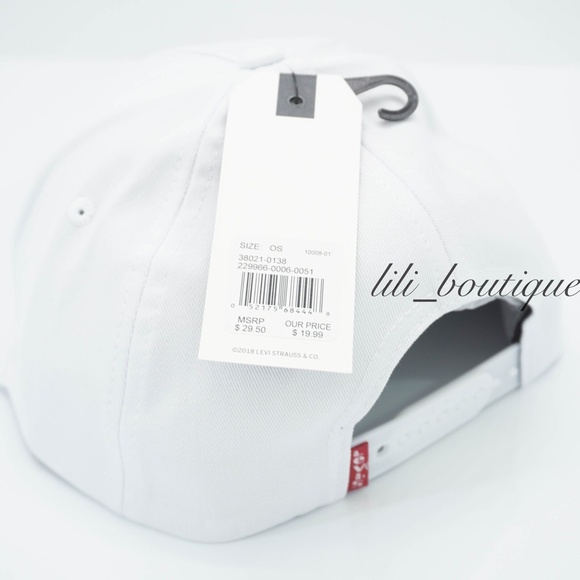 Levi's Unisex Snapback Baseball Cap Hat Cotton One Size 380210138 Graphic White - Picture 5 of 6